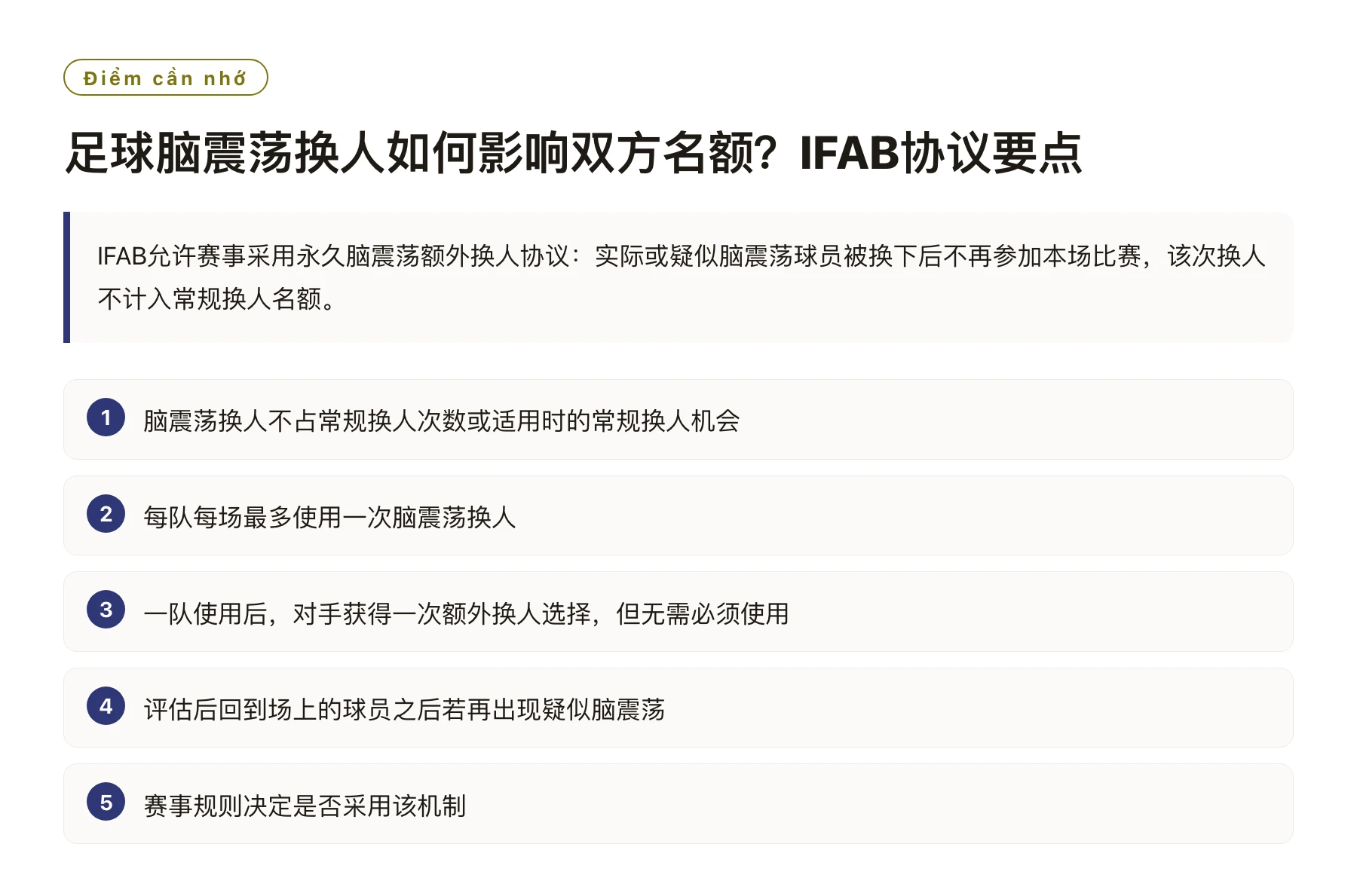 足球脑震荡换人如何影响双方名额？IFAB协议要点——全文要点速览