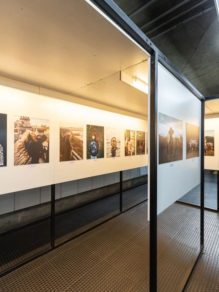 Projection installation in the permanent collection wing of a contemporary art museum.